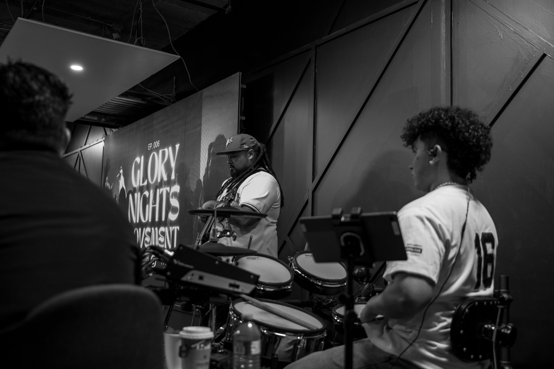 The worship band playing at a Glory Nights event