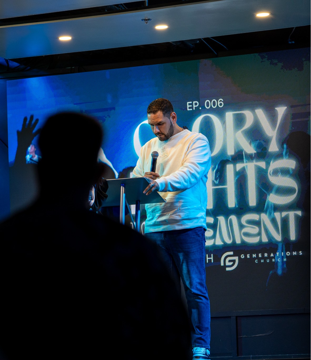 Pastor Danny preaching at a Generations Church service